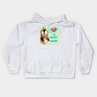 I LOVE my Basset Hound. Cartoon Kids Hoodie